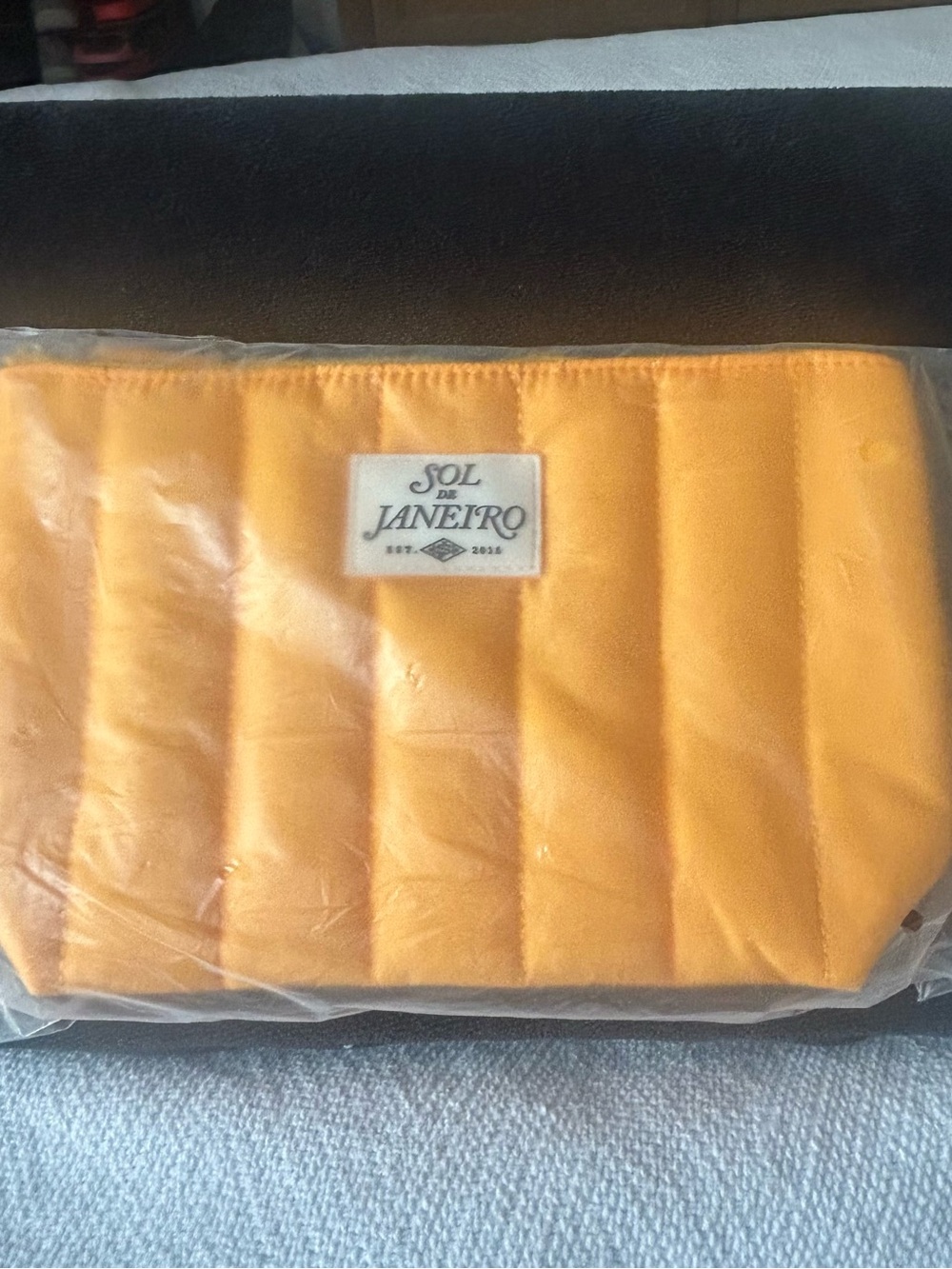 NWT Sol de Janeiro Yellow Quilted Cosmetic Pouch